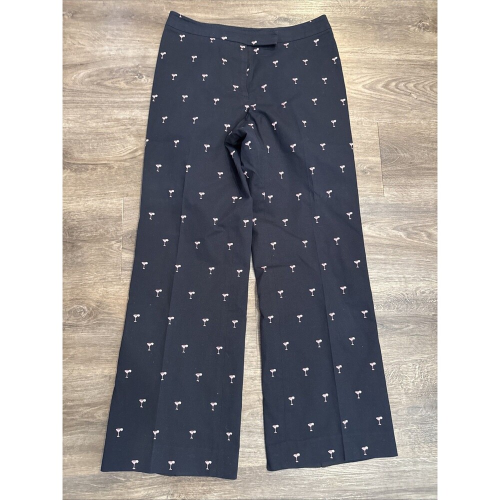 Harolds Womens Black Ankle Pants Martini Embroidered Detail Size 4 Lined